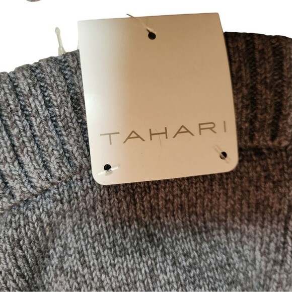 Tahari Sweater Hat Set Girls L Gray Cotton Blend Knit Red Heart Faux Fur Pom - Picture 7 of 8